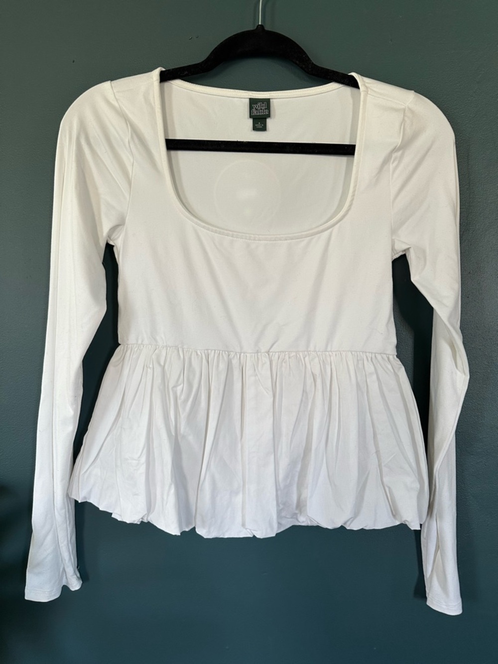NWOT wild fable White Long-Sleeve Peplum Top